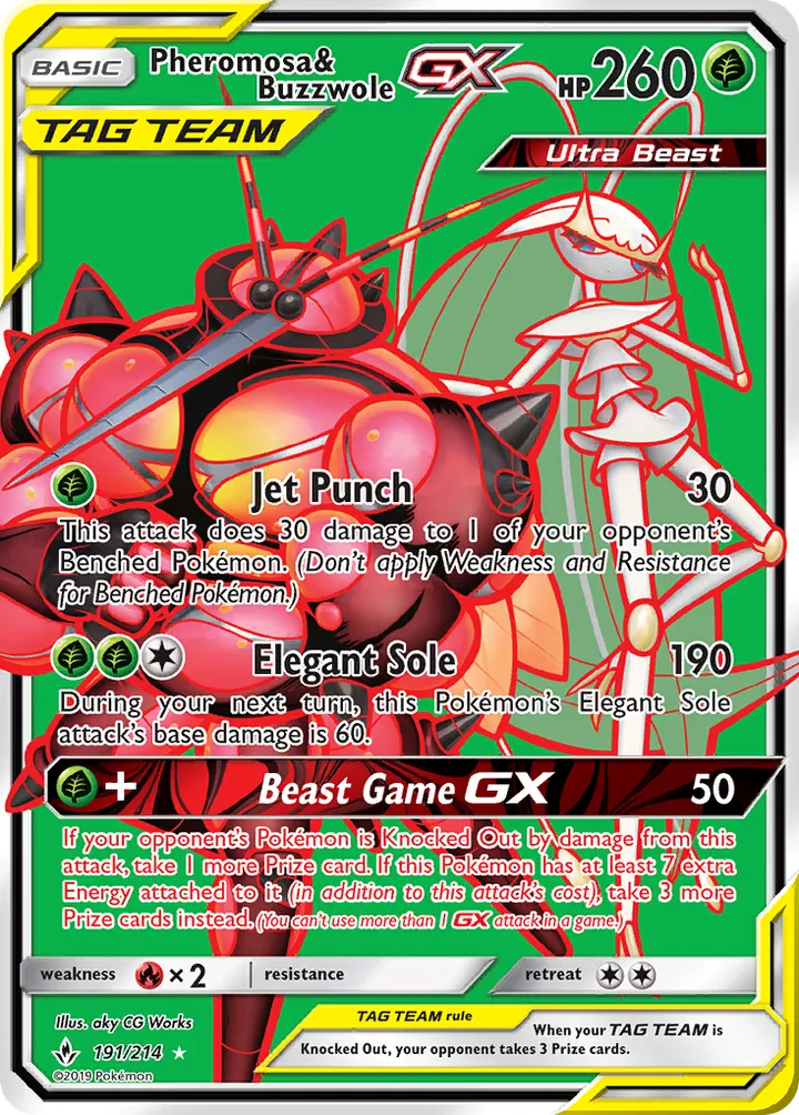 Sun & Moon—Unbroken Bonds 英語版 Pheromosa & Buzzwole-GX 191 カード表面
