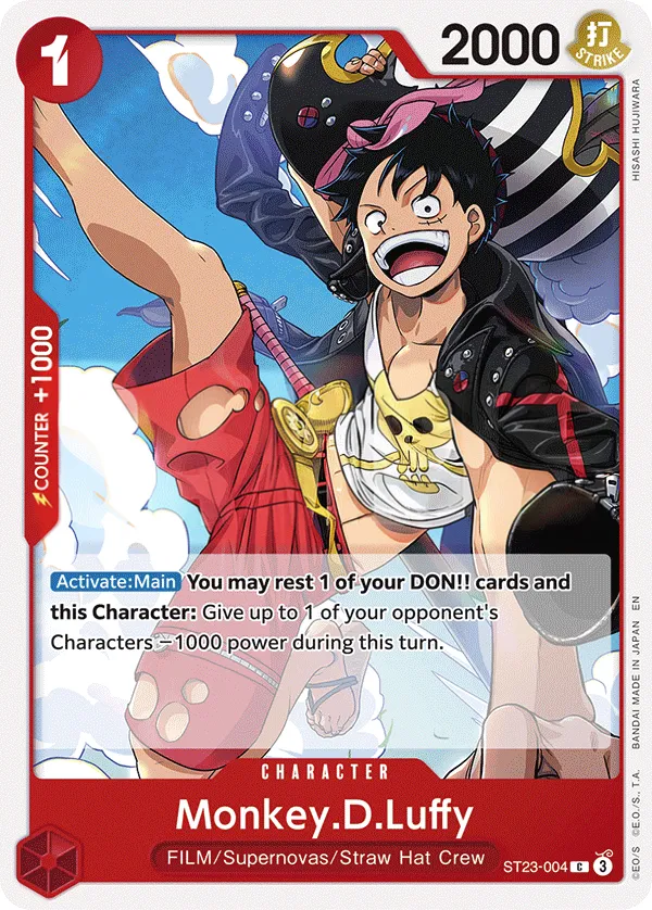 RED Shanks 영어판 Monkey.D.Luffy ST23-004 카드 앞면