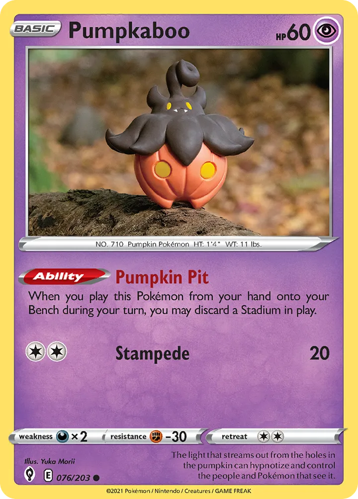 Sword & Shield—Evolving Skies 영어판 Pumpkaboo 76 카드 앞면
