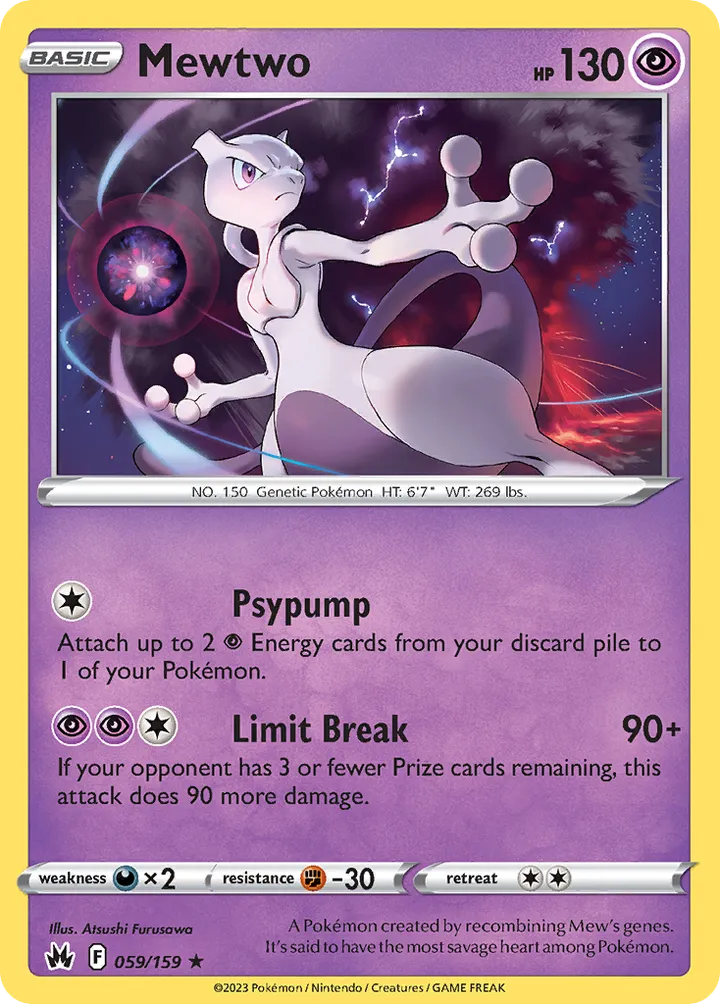 Crown Zenith 英語版 Mewtwo 59 カード表面