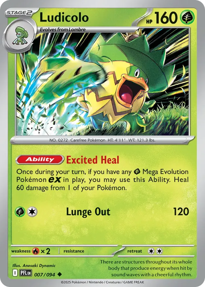 Mega Evolution—Phantasmal Flames 英語版 Ludicolo 7 カード表面