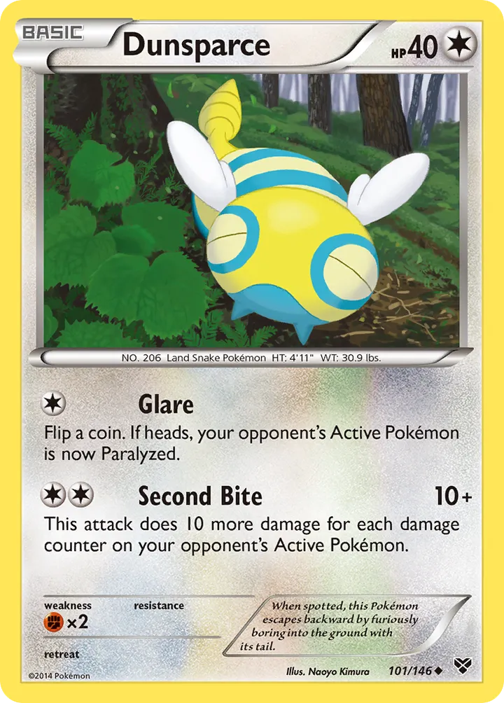 XY 영어판 Dunsparce 101 카드 앞면