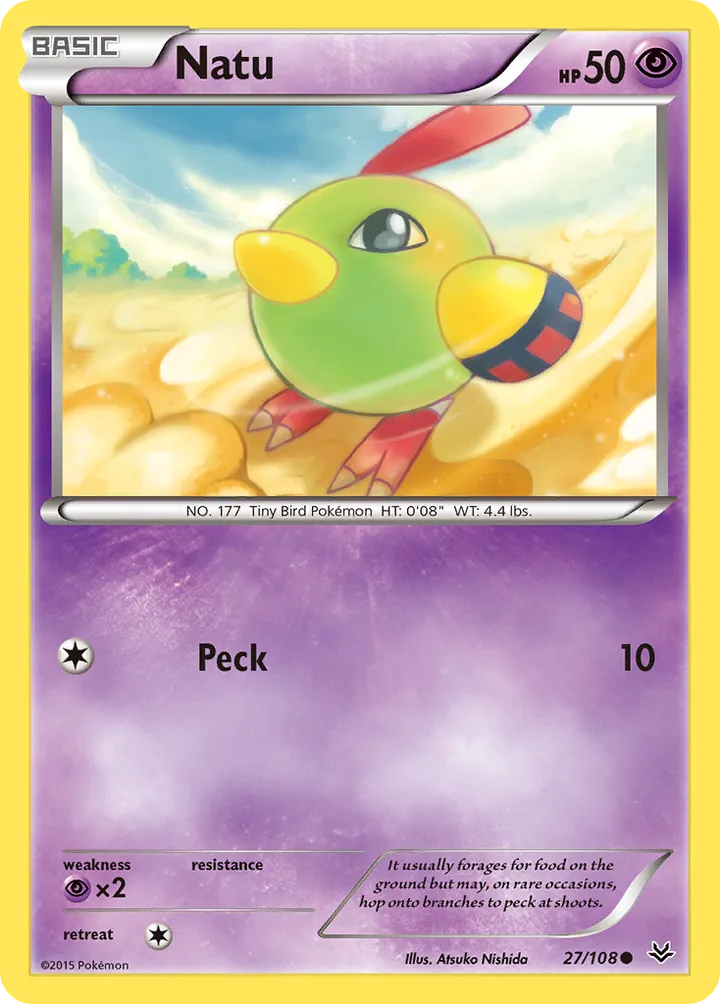 XY—Roaring Skies 영어판 Natu 27 카드 앞면