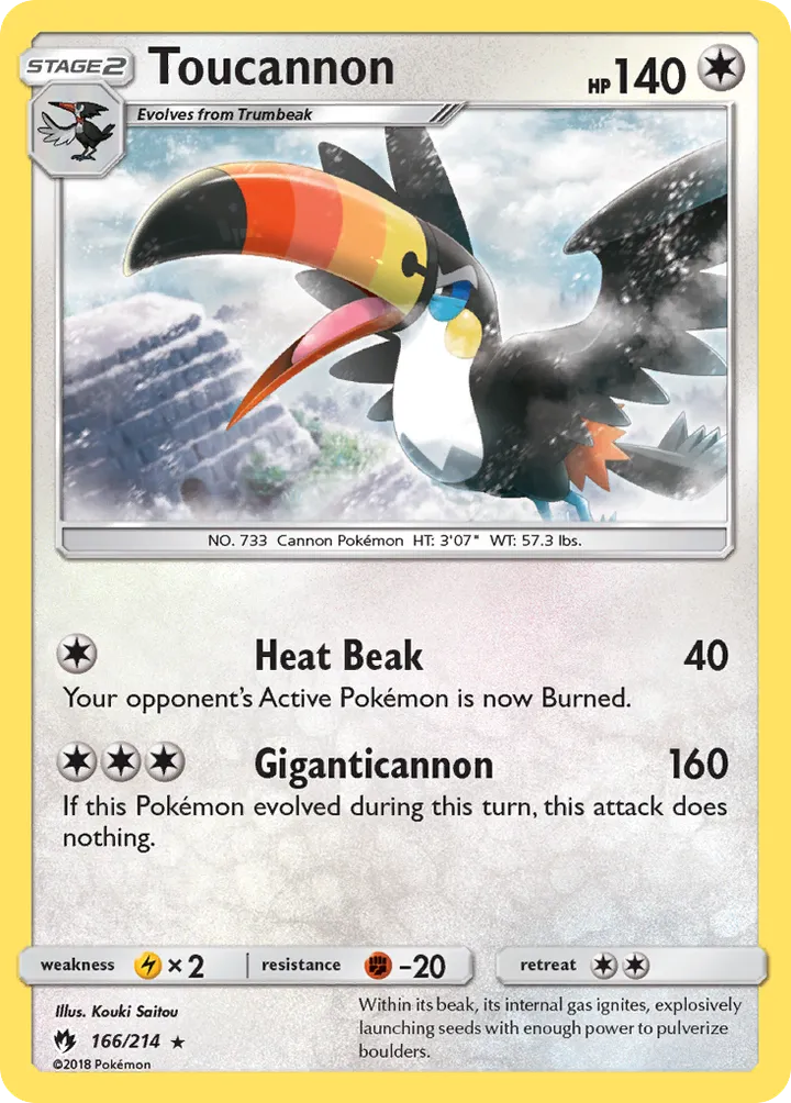 Sun & Moon—Lost Thunder 영어판 Toucannon 166 카드 앞면