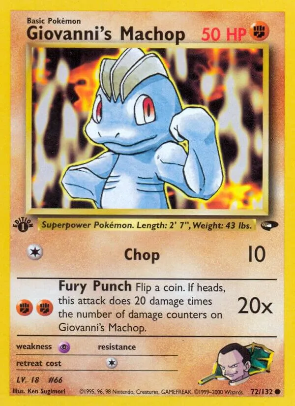 Gym Challenge 英語版 Giovanni's Machop 72 カード表面
