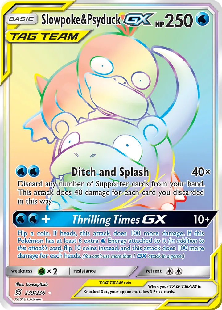 Sun & Moon—Unified Minds 영어판 Slowpoke & Psyduck-GX 239 카드 앞면