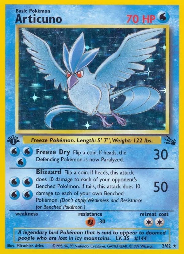 Fossil 영어판 Articuno 2 카드 앞면