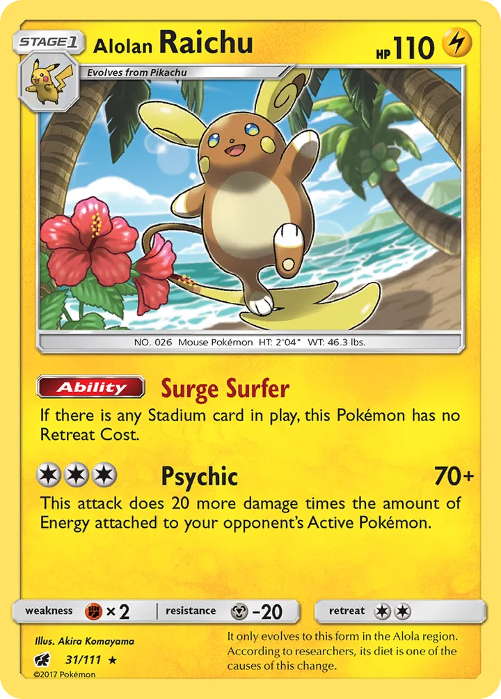 Sun & Moon—Crimson Invasion 英語版 Alolan Raichu 31 カード表面
