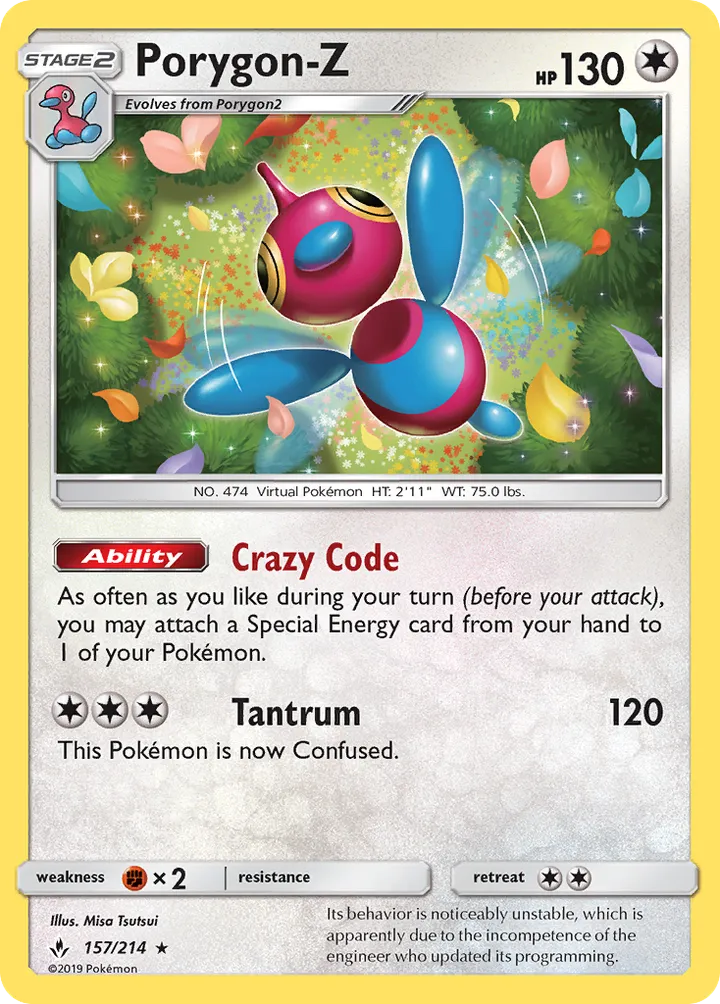 Sun & Moon—Unbroken Bonds 영어판 Porygon-Z 157 카드 앞면
