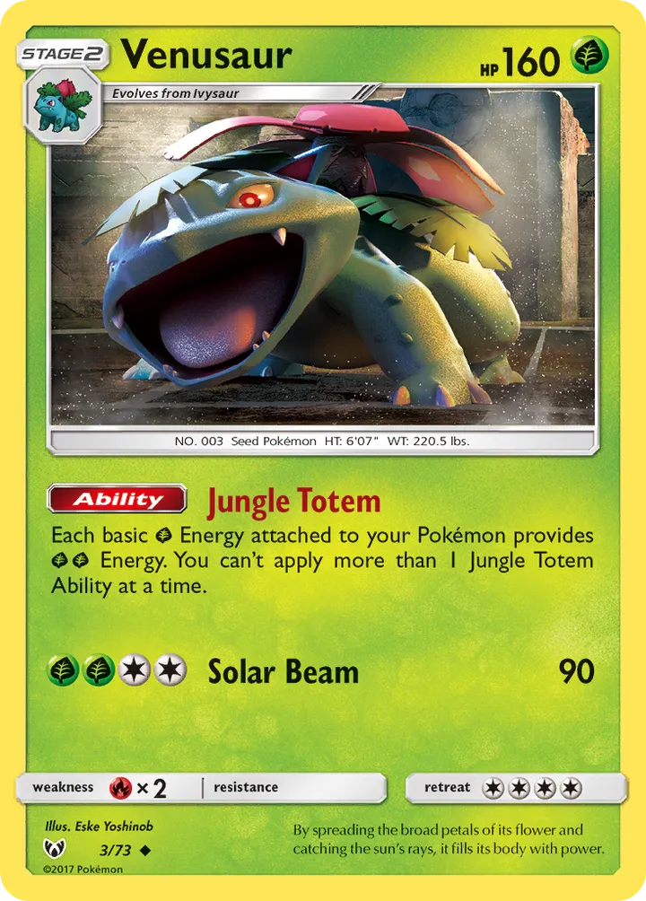 Shining Legends 영어판 Venusaur 3 카드 앞면