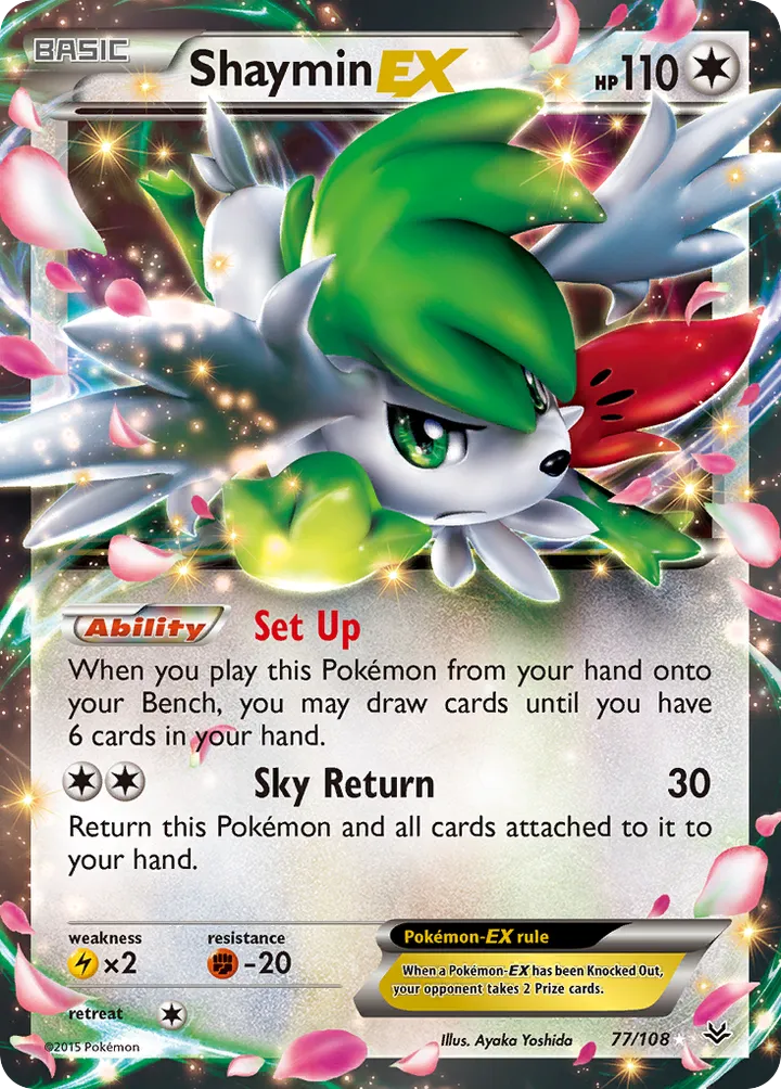 XY—Roaring Skies 영어판 Shaymin-EX 77 카드 앞면