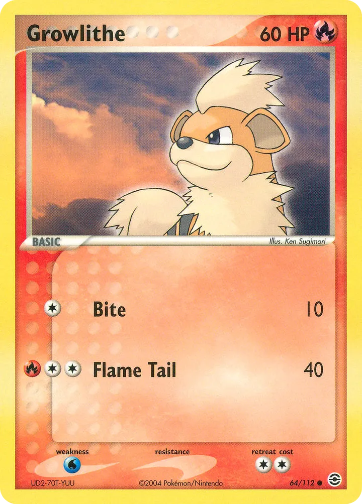 EX FireRed & LeafGreen 영어판 Growlithe 64 카드 앞면