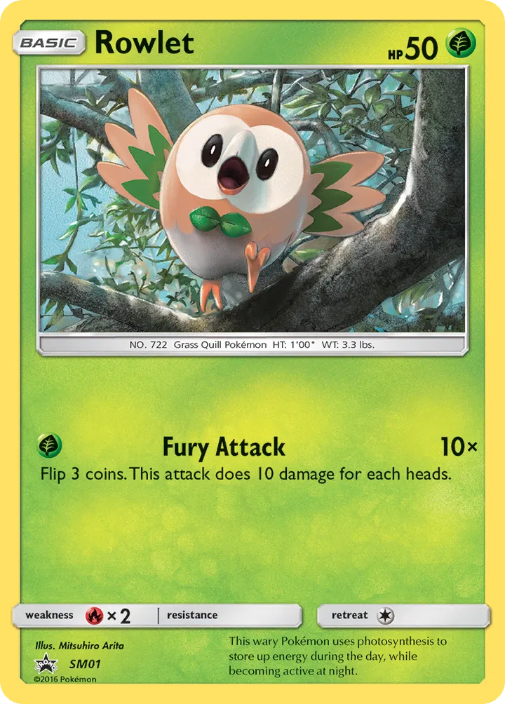 SM Black Star Promos 영어판 Rowlet SM01 카드 앞면