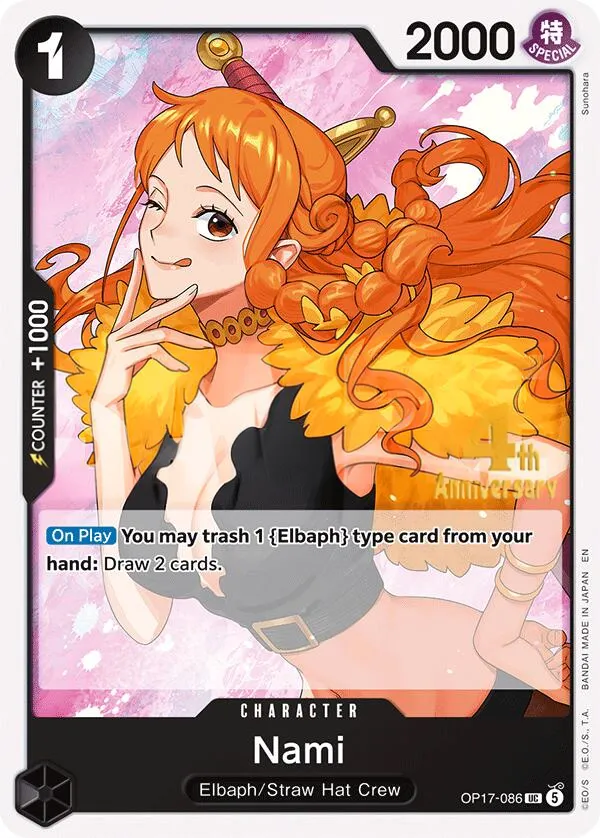 The World's Strongest Warriors 영어판 Nami OP17-086 · 기념 대회 카드 앞면