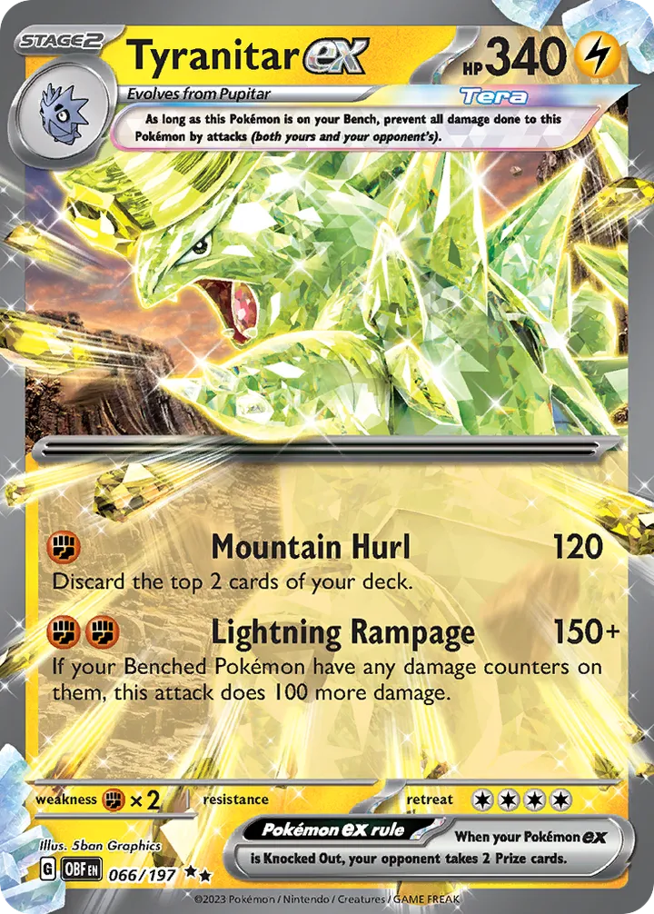 Scarlet & Violet—Obsidian Flames 영어판 Tyranitar ex 66 카드 앞면