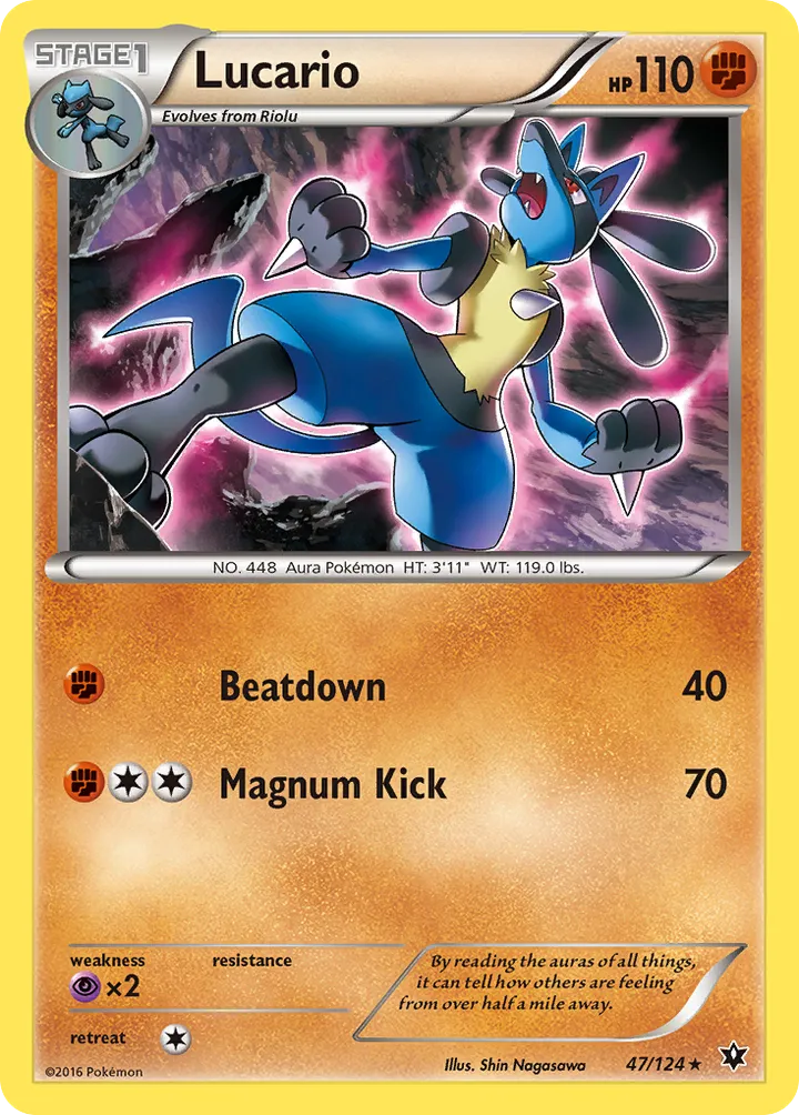 XY—Fates Collide 영어판 Lucario 47 카드 앞면