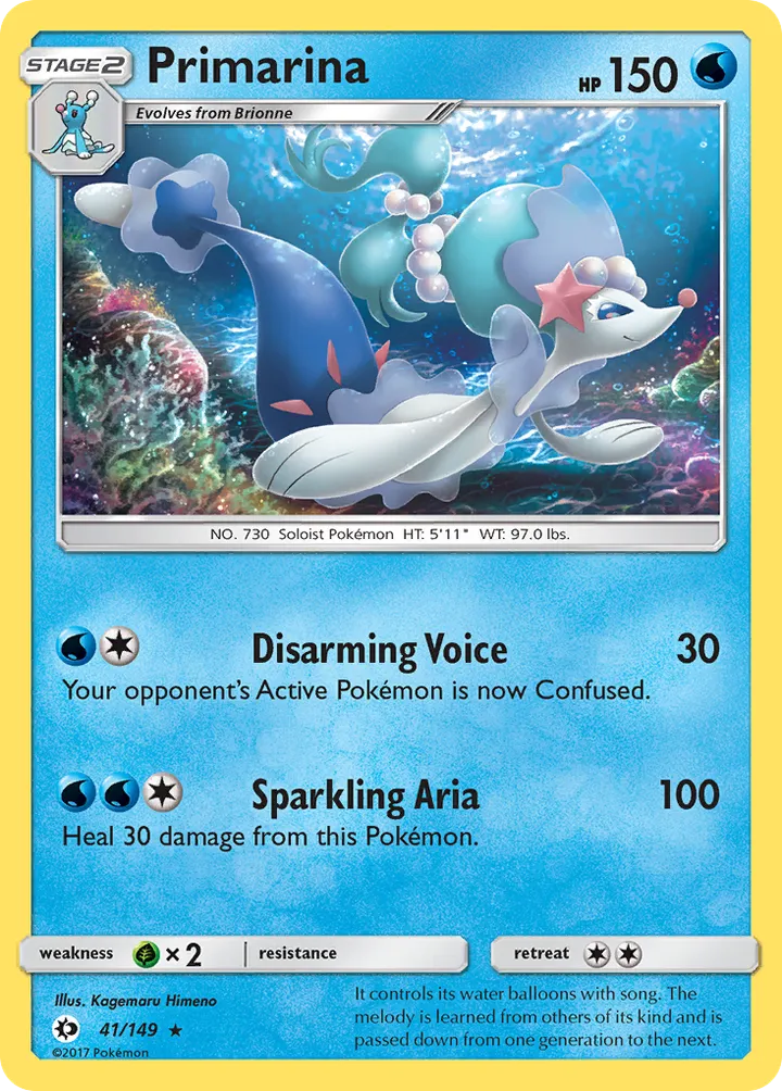 Front of Primarina 41, Sun & Moon English