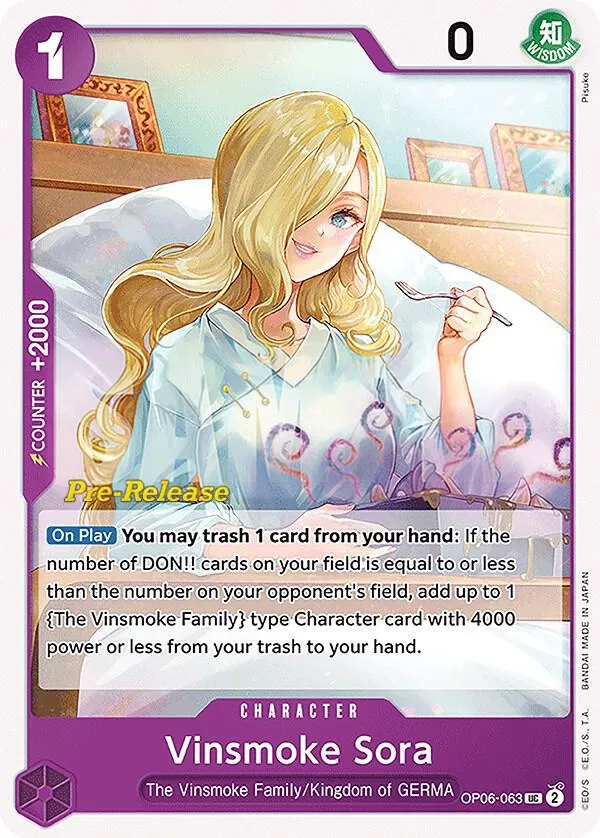 Wings of the Captain 英語版 Vinsmoke Sora OP06-063 · プレリリース カード表面