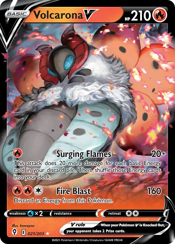 Sword & Shield—Evolving Skies 영어판 Volcarona V 21 카드 앞면
