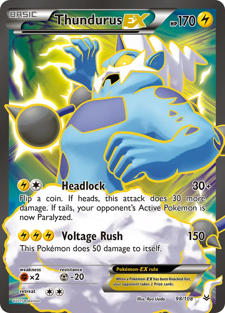 XY—Roaring Skies 英語版 Thundurus-EX 98 カード表面
