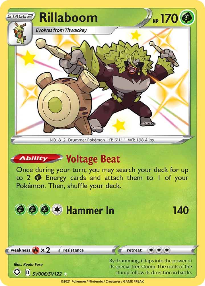 Shining Fates 영어판 Rillaboom SV006 카드 앞면