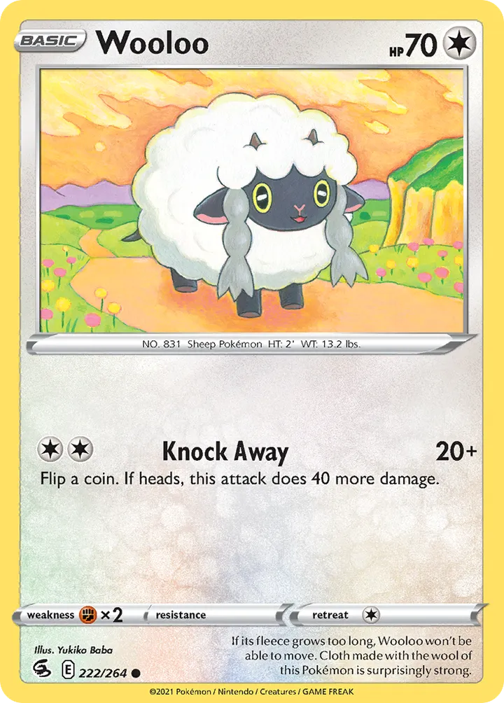 Sword & Shield—Fusion Strike 영어판 Wooloo 222 카드 앞면