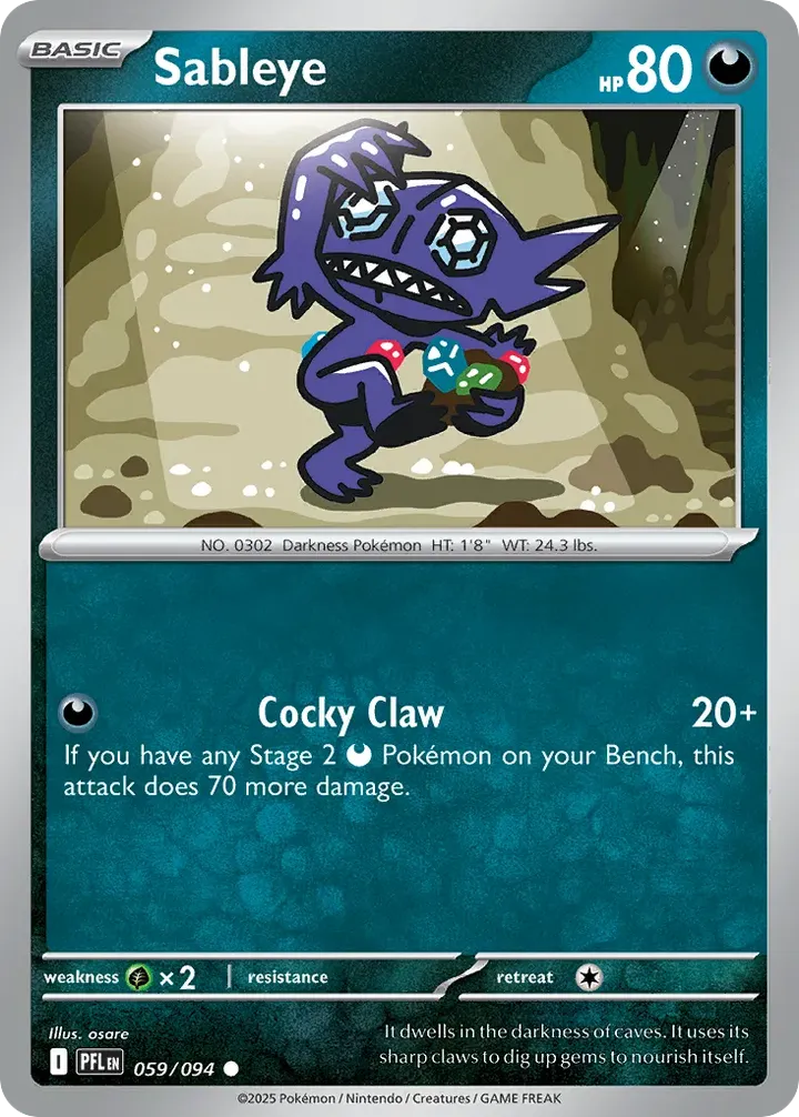 Mega Evolution—Phantasmal Flames 英語版 Sableye 59 カード表面
