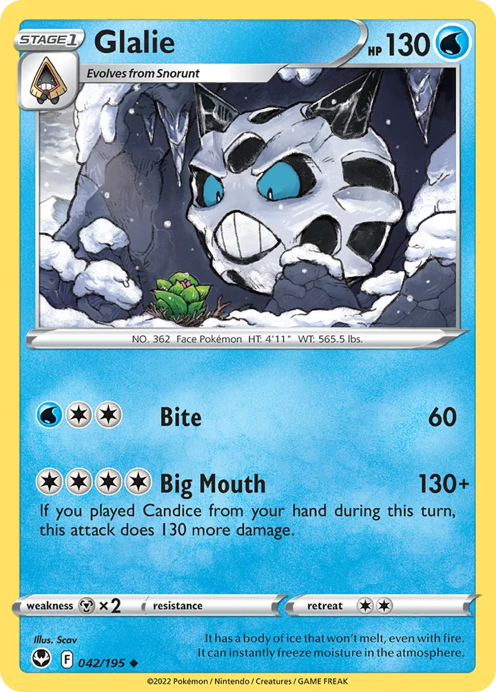 Sword & Shield—Silver Tempest 영어판 Glalie 42 카드 앞면