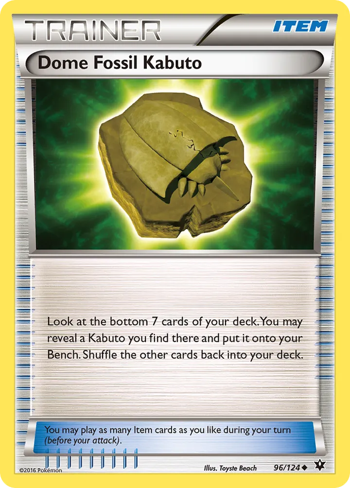 XY—Fates Collide 영어판 Dome Fossil Kabuto 96 카드 앞면