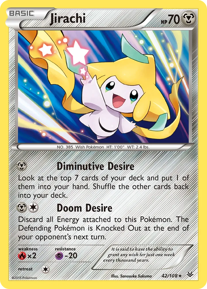 XY—Roaring Skies 英語版 Jirachi 42 カード表面