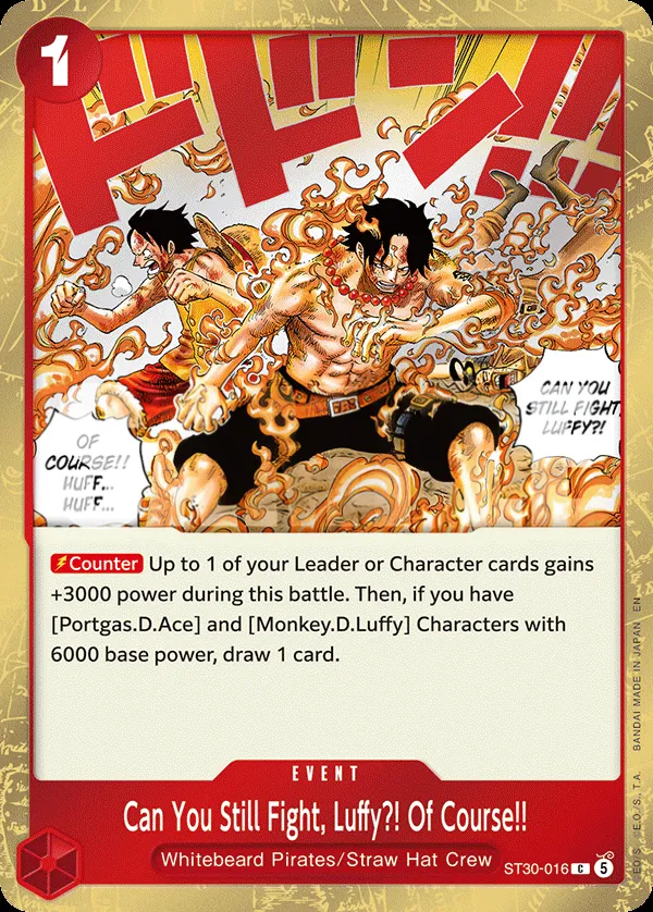 Luffy & Ace 영어판 Can You Still Fight, Luffy?! Of Course!! ST30-016 카드 앞면