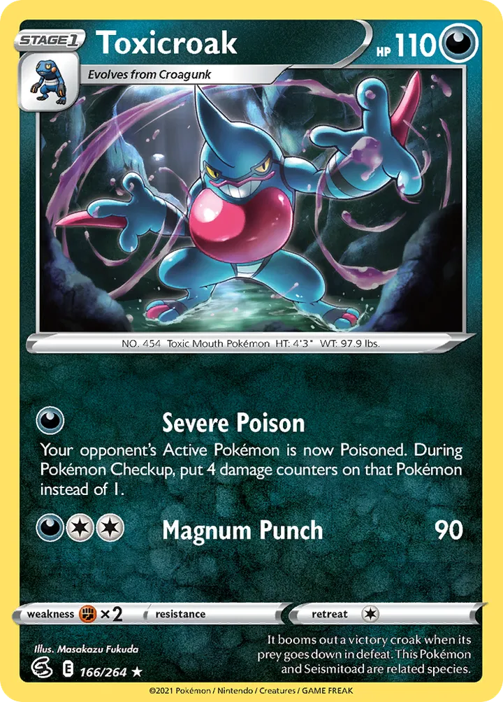 Sword & Shield—Fusion Strike 영어판 Toxicroak 166 카드 앞면
