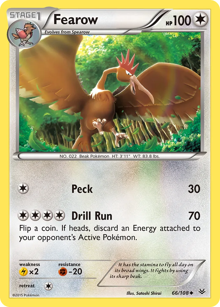XY—Roaring Skies 영어판 Fearow 66 카드 앞면