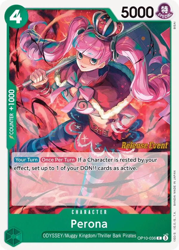 Royal Blood 英語版 Perona OP10-036 · プレリリース カード表面