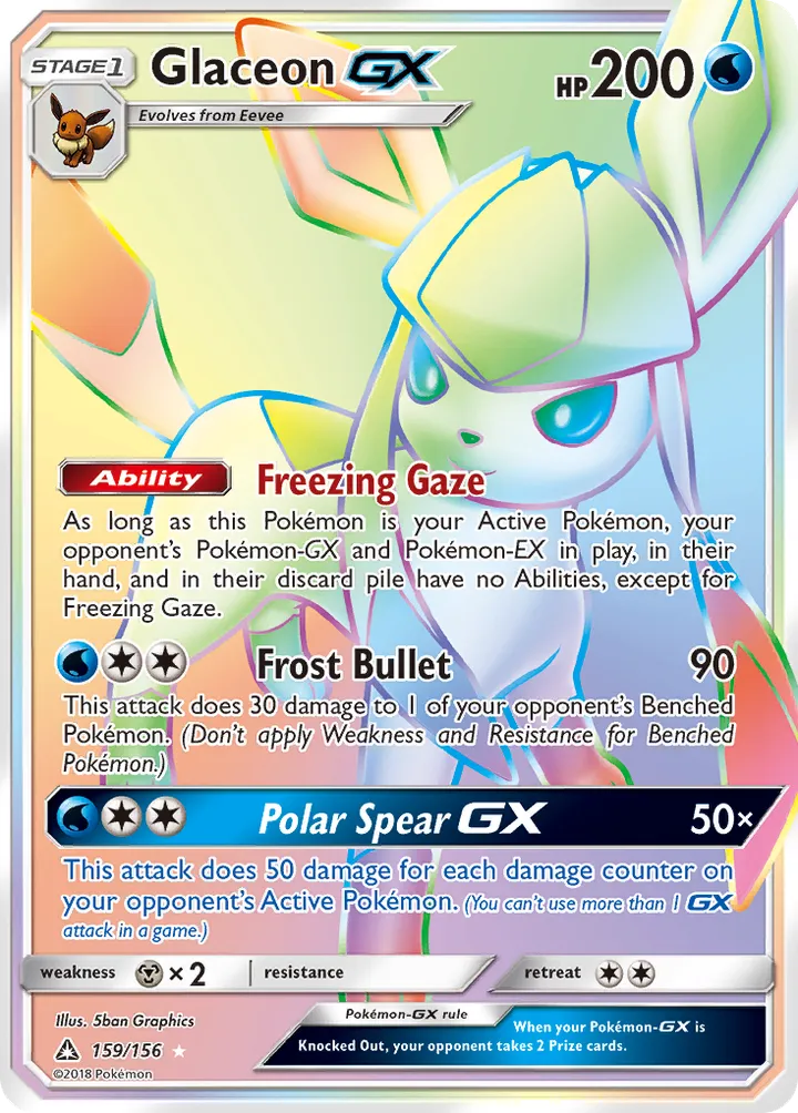 Sun & Moon—Ultra Prism 英語版 Glaceon-GX 159 カード表面