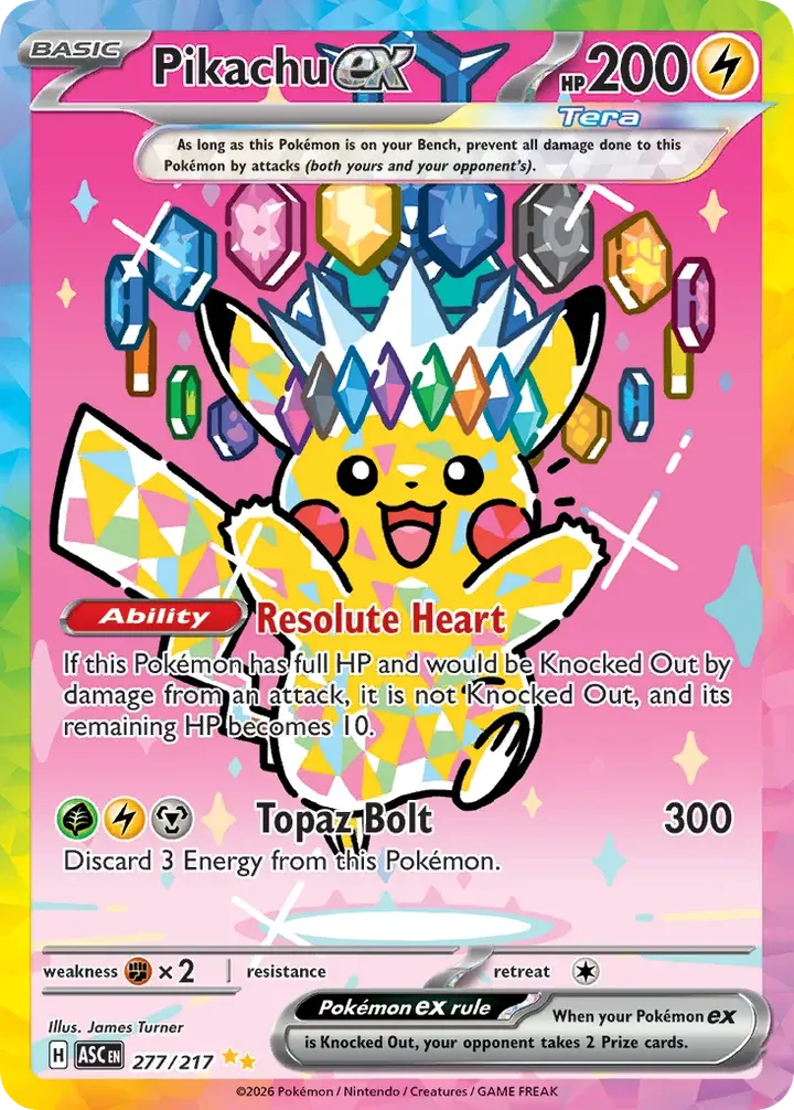 Mega Evolution—Ascended Heroes 英語版 Pikachu ex 277 カード表面
