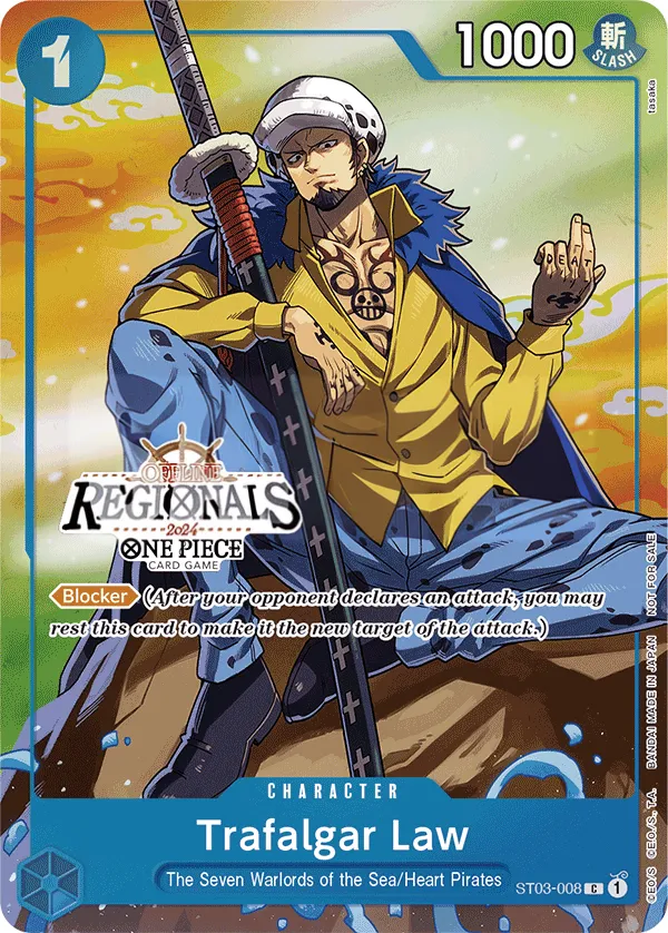 The Seven Warlords of the Sea 英語版 Trafalgar Law ST03-008 · パラレル 3 カード表面