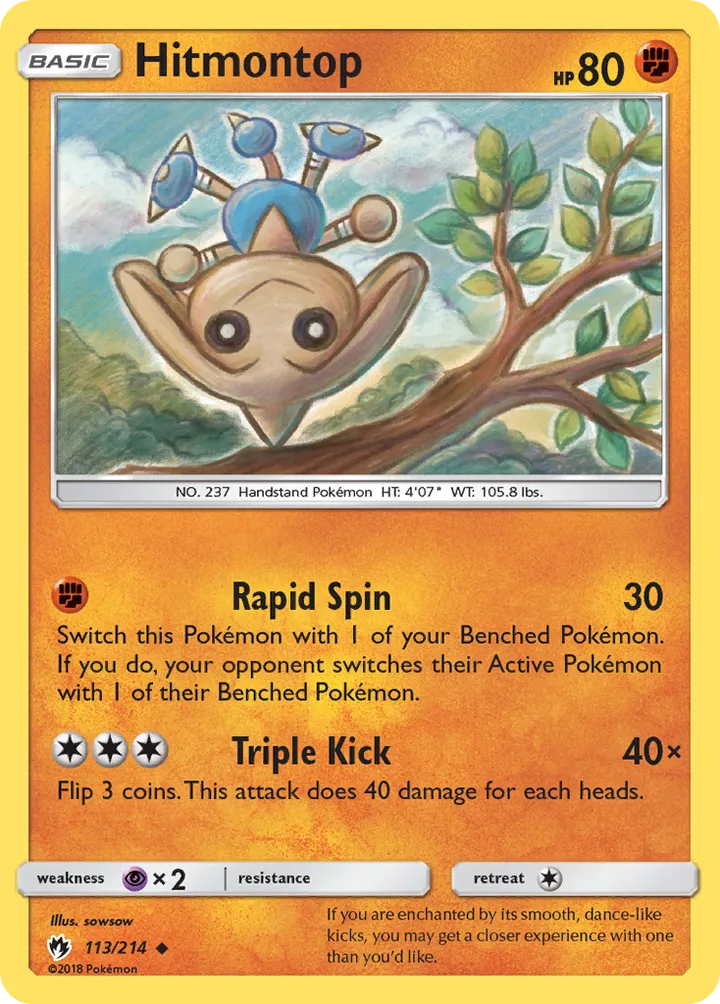 Sun & Moon—Lost Thunder 영어판 Hitmontop 113 카드 앞면