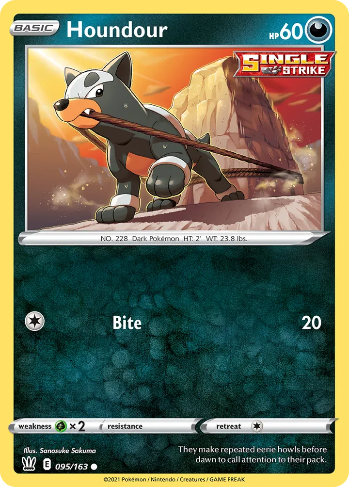 Sword & Shield—Battle Styles 英語版 Houndour 95 カード表面