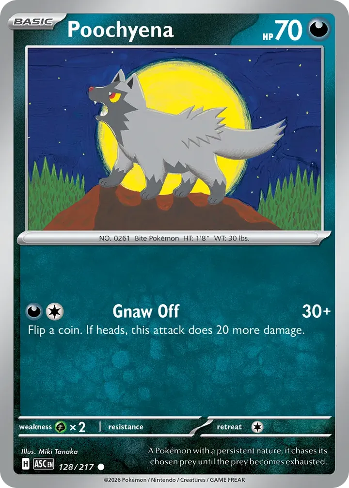 Mega Evolution—Ascended Heroes 영어판 Poochyena 128 카드 앞면