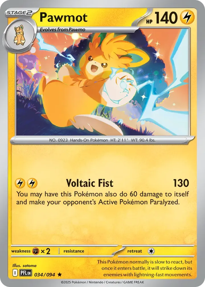 Mega Evolution—Phantasmal Flames 영어판 Pawmot 34 카드 앞면