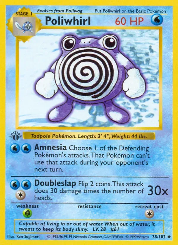 Base Set 영어판 Poliwhirl 38 카드 앞면