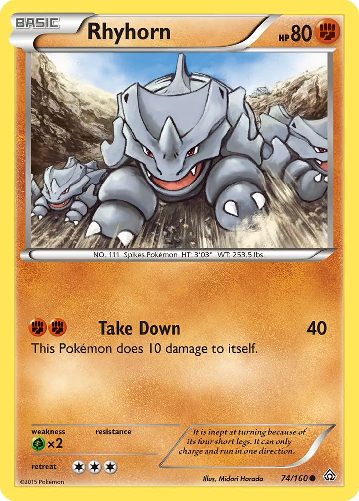 XY—Primal Clash 英語版 Rhyhorn 74 カード表面
