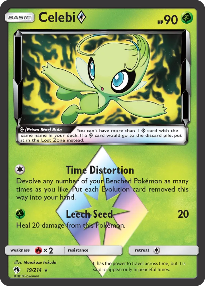 Sun & Moon—Lost Thunder 영어판 Celebi ◇ 19 카드 앞면