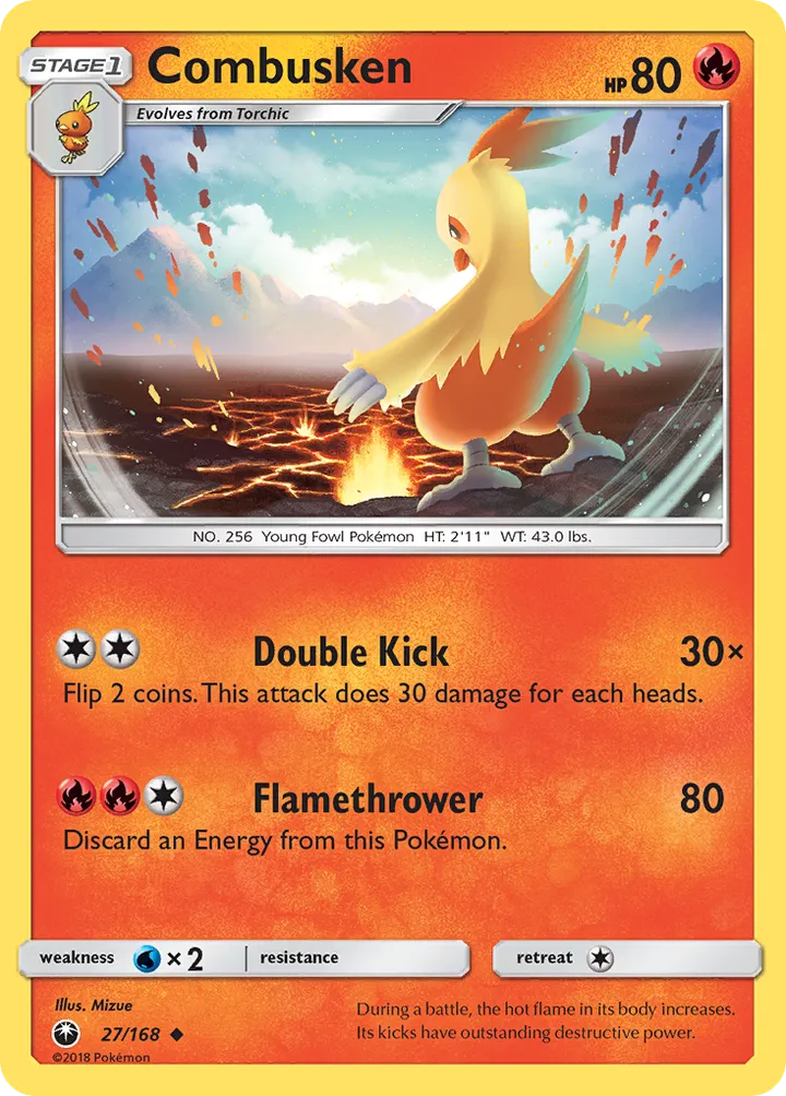 Sun & Moon—Celestial Storm 영어판 Combusken 27 카드 앞면