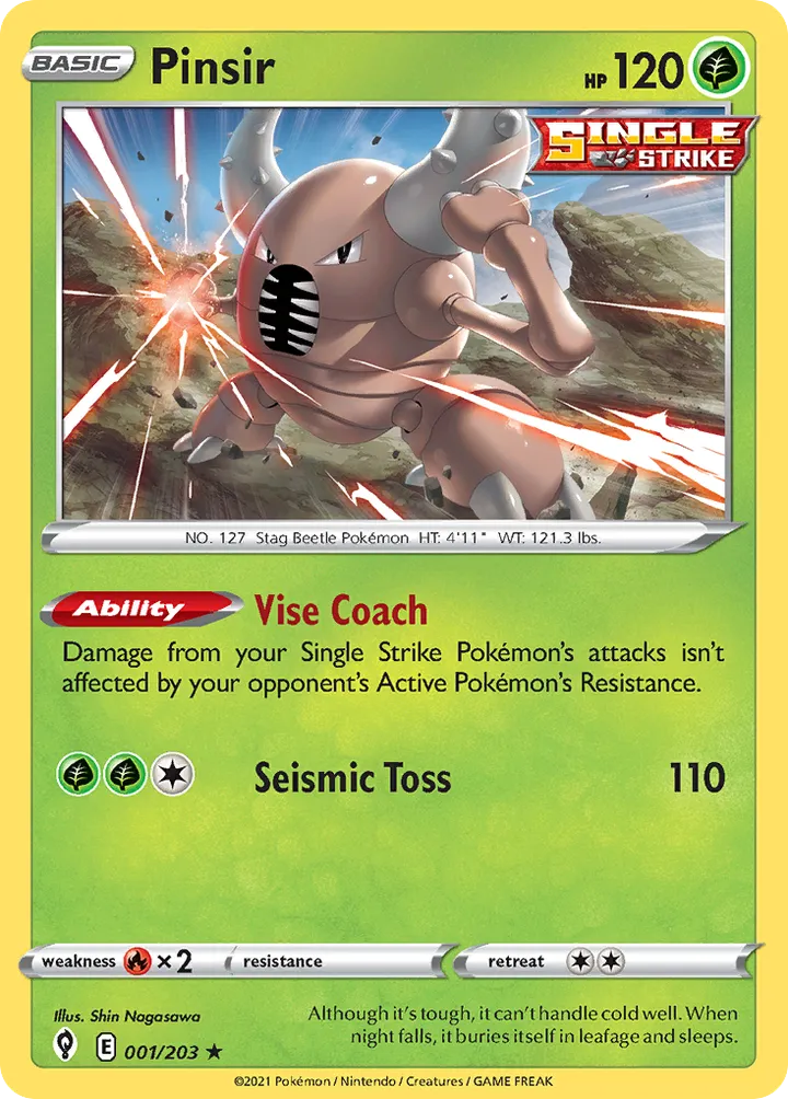 Sword & Shield—Evolving Skies 영어판 Pinsir 1 카드 앞면