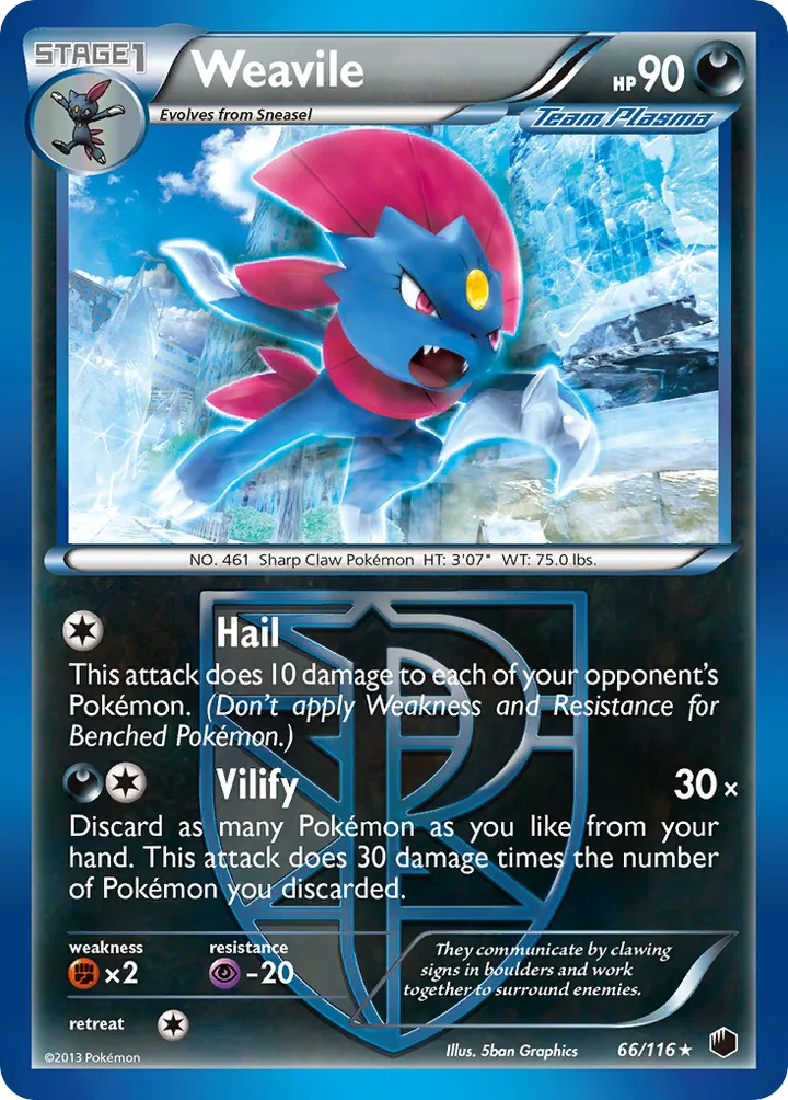 Black & White—Plasma Freeze 영어판 Weavile 66 카드 앞면