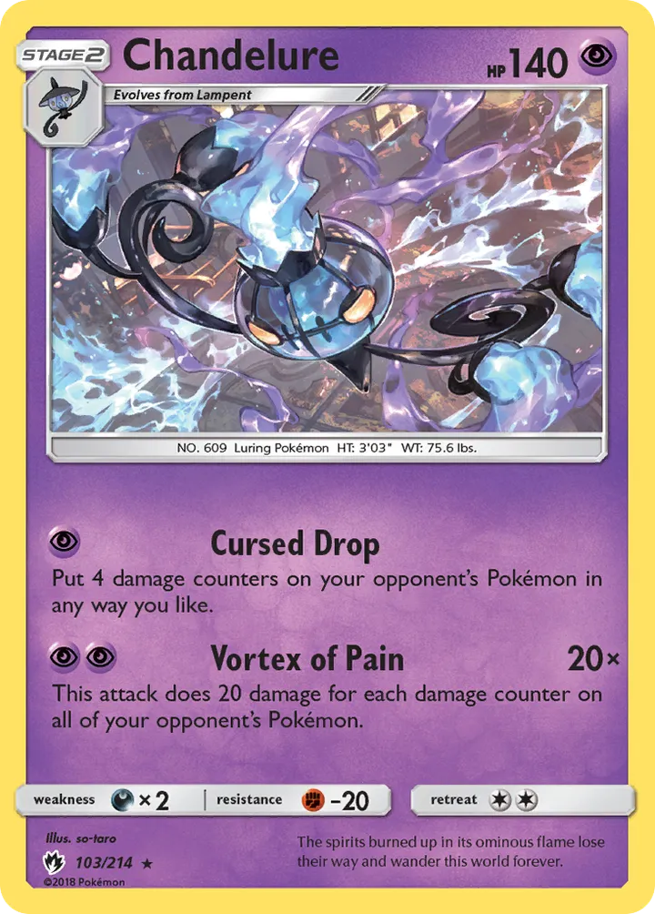 Sun & Moon—Lost Thunder 영어판 Chandelure 103 카드 앞면