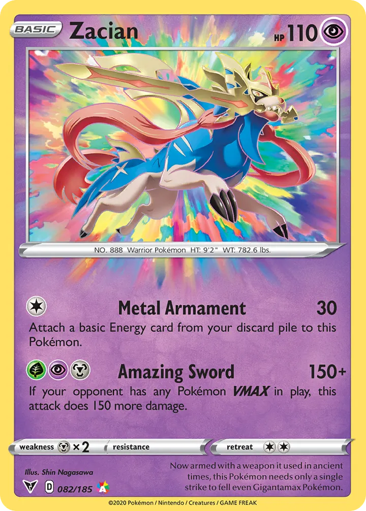 Sword & Shield—Vivid Voltage 영어판 Zacian 82 카드 앞면