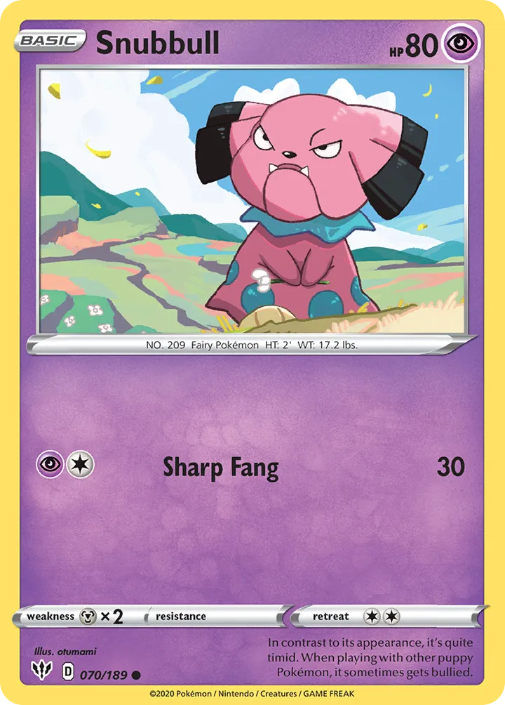 Sword & Shield—Darkness Ablaze 영어판 Snubbull 70 카드 앞면